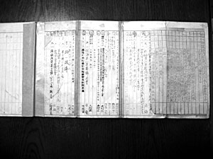 連合艦隊司令長官山本五十六から感状を授与された記録が残る勝ちゃんの来歴簿。
